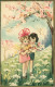 CHIOSTRI SIGNED 1920s POSTCARD - BOY & GIRL & FLOWERS TREE - EDIT BALLERINI & FRATINI - N.319 (5609) - Chiostri, Carlo