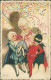 CHIOSTRI SIGNED 1920s POSTCARD - BOYS & GILRS & CARNIVAL & DEVIL MASK  - EDIT BALLERINI & FRATINI 303 (5611) - Chiostri, Carlo