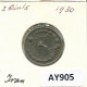 IRANÍ 2 RIALS 1970 / 1349 Islámico Moneda #AY905.E.A - Irán