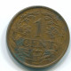 1 CENT 1965 NETHERLANDS ANTILLES Bronze Fish Colonial Coin #S11121.U.A - Antilles Néerlandaises