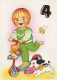 HAPPY BIRTHDAY 4 Year Old BOY Children Vintage Postcard CPSM #PBU004.GB - Anniversaire