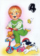 HAPPY BIRTHDAY 4 Year Old BOY Children Vintage Postcard CPSM #PBU004.GB - Anniversaire