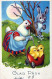 OSTERN HUHN EI Vintage Ansichtskarte Postkarte CPA #PKE325.DE - Pâques