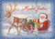WEIHNACHTSMANN SANTA CLAUS Neujahr Weihnachten HIRSCH Vintage Ansichtskarte Postkarte CPSM #PBB212.DE - Santa Claus