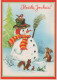 Buon Anno Natale PUPAZZO Vintage Cartolina CPSM #PBM559.IT - New Year