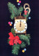 Buon Anno Natale OROLOGIO DA TAVOLO Vintage Cartolina CPSM #PAT717.IT - Año Nuevo