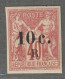 REUNION - N°9 * (1885-86) 10c Sur 40c Rouge-orange - Neufs