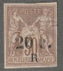 REUNION - N°10 Nsg (1885-86) 20c Sur 30c Brun - Ongebruikt