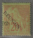 REUNION - N°29 * (1891) 02c Sur 20c - Unused Stamps