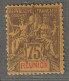 REUNION - N°43 * (1892) 75c Violet-noir Sur Jaune - Ongebruikt