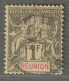 REUNION - N°44 Obl (1892) 1fr Olive - Usati