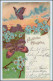 W5W84/ Pfingsten Schmetterlinge 1909 Litho AK - Pentecôte