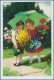 W6H68/ Kinder Mit Blumen Und Schirm Schöne AK Ca.1925 - Autres & Non Classés