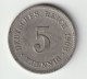 DEUTSCHES REICH 1908 E: 5 Pfennig, KM 11 - 5 Pfennig