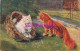 Animals Postcard - Artist View Of Two Cats Playing    DZ114 - Gatos