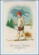W7U35/ Neujahr Litho AK Skifahren Kind 1921 - Anno Nuovo