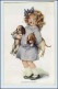 W5E72/ Mädchen Mit Hunde Künstler AK 1911 - Honden