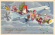 Père Noel En Avion Avec Enfants Et Jouets Sur Les Ailes - Santa Claus