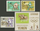 YEMEN: Michel 237/239 + S.sheet 32, 1966 Mexico Olympic Games, Complete Set Of 3 Values + S.sheet, Overprinted With Flag - Jemen