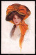 Artist Signed A. Gunn Fashion Lady Mode Hat American Beauty WRINLE Pc VK6808 - Autres & Non Classés