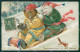 Thompson Dressed Bear Tobogganing Snow Relief Tuck ABRADED Postcard QT6778 - Other & Unclassified