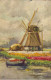 Windmühle, Illustration, Sign. J.R., Gelaufen 1934 - Windmühlen