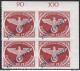 1944 EGEO Occupazione Tedesca, INSELPOST N°5b  MNH** QUARTINA Firmata Sorani - Egeo