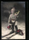 AK Kleiner Junge Mit Posthorn Auf Skiern, Neujahrsgruss  - Winter Sports