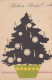 Silhouette Christmas Tree With Candles Old Postcard 1934 - Silueta