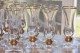 -11 ANCIENS VERRES à PIEDS FONDS TROMPEURS BORDS & BOULE PIEDS Dorés LIQUEUR      E - Glass & Crystal