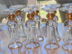 Delcampe - -11 ANCIENS VERRES à PIEDS FONDS TROMPEURS BORDS & BOULE PIEDS Dorés LIQUEUR      E - Verre & Cristal