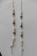 Delcampe - Cordon Chaine à Lunettes Métal Doré Cristaux Vert émeraude Et Perles Fines Imitation Blanc Nacré - Necklaces/Chains