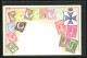 Präge-Lithographie Briefmarken Von Queensland Verschiedener Werte, Blaues Kreuz Auf Weissem Grund  - Briefmarken (Abbildungen)