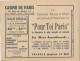 PG / TICKET ENTREE ANCIEN CASINO DE PARIS  POUR TOI PARIS  HENRI VARNA // Theatre Cabaret Paris - Tickets D'entrée