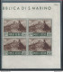 1951 SAN MARINO Veduta PA 97 Lire 500 Bruno MNH** Firma Caffaz QUARTINA - Andere & Zonder Classificatie