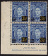 AUSTRALIA 1941 KGVI 3½d On 3d X 4 Bright Blue Block SG201 MNH With Bottom & Side Gutters - Blocs - Feuillets