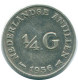 1/4 GULDEN 1956 NIEDERLÄNDISCHE ANTILLEN SILBER Koloniale Münze #NL10928.4.D.A - Antilles Néerlandaises