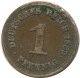 1 PFENNIG 1889 F GERMANY Coin #AD443.9.U.A - 1 Pfennig