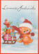 Feliz Año Navidad OSO Animales Vintage Tarjeta Postal CPSM #PBS120.ES - New Year