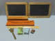 Delcampe - - LOT ECRITURE ANCIEN 2 ARDOISES PLUMIER BOIS & CRAYONS TAILLE CRAYON REGLES   E - Andere & Zonder Classificatie