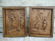 Anciens Panneaux De Bois Sculpté Scènes De Genre - Holz