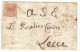 Lettre Italie Naples Timbre N°2 Griffe Annulato Cachet Rouge Lecce 1860  , Cover Letter Brief - Naples