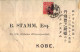 1902 JAPÓN - YOKOHAMA - KOBE , SOBRE CIRCULADO , LLEGADA , YV. 98 , ARMOIRIES - Lettres & Documents