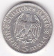 5 Reichsmark 1935 J Hambourg , Positon B. Paul Von Hindenburg, En Argent, KM# 86 - 5 Reichsmark