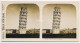 Photo Stéréoscopique 7,2x7,5cm Carte 17,2x8,9cm Vues D'Italie S. 114 - 534 PISE.  La Tour Penchée* - Stereoscopio