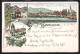 Vorläufer-Lithographie Hammelburg, 1895, Teilansicht, Marktplatz Mit Post, Saaleck  - Hammelburg
