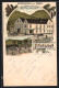 Lithographie Fischbach I. Taunus, Gasthaus Restauration Zum Löwen, Gartenwirtschaft  - Taunus