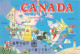 CANADA - Artwork By Debbie Groutx - Carte Géographie De Canada - Animaux - Bateaux - Carte Postale Ancienne - Non Classés