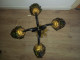 Delcampe - Superbe Lampe En Verre De Murano Modèle Grappe De Raisin à 4 Feux Socle Bronze - Luminaires & Lustres