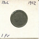 1 FRANC 1952 DUTCH Text BELGIQUE BELGIUM Pièce #AU619.F.A - 1 Franc